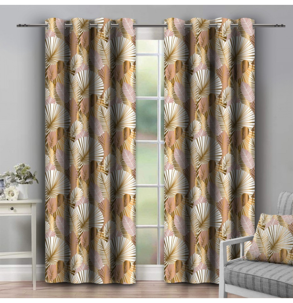 Függöny a gyűrűk 140x250 cm sárga