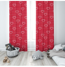 Függöny a gyűrűk 140x250 cm piros szívvel