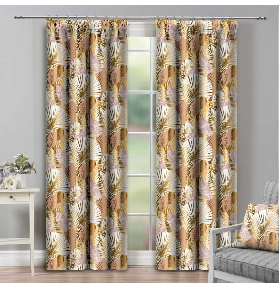 Függöny szalaggal 140x250 cm sárga