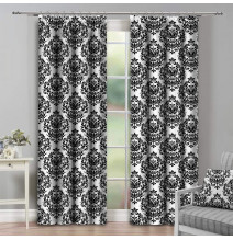 Függöny szalaggal 140x250 cm fekete+fehér, barokk dísz