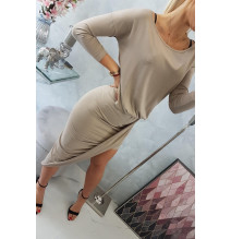 Női aszimmetrikus ruha MI8923 sötét bézs