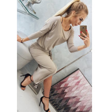 Női aszimmetrikus ruha MI8923 sötét bézs