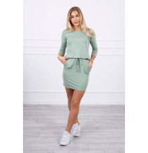 Női ruha MI9013 derékhoz kötve sötét menta