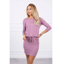 Női ruha MI9013 derékhoz kötve sötét rózsaszín