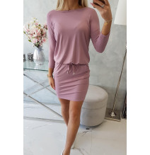 Női ruha MI9013 derékhoz kötve sötét rózsaszín