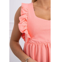 Női ruha fodorokkal MI9082 sárgabarack