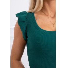 Női ruha fodorokkal a hüvelyen MI9098 zöld