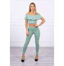 Női szett MI8885 egy fodorral sötét menta