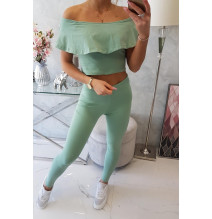 Női szett MI8885 egy fodorral sötét menta