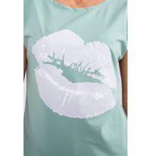 Női nyomtatott póló MI8985 sötét menta