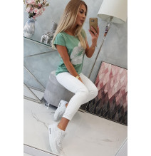 Női nyomtatott póló MI8985 sötét menta