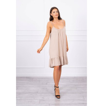 Női ruha vékony hevederekkel MI9080 bézs