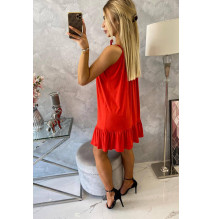 Női ruha vékony hevederekkel MI9080 piros