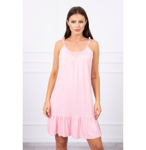 Női ruha vékony hevederekkel MI9080 por rózsaszín