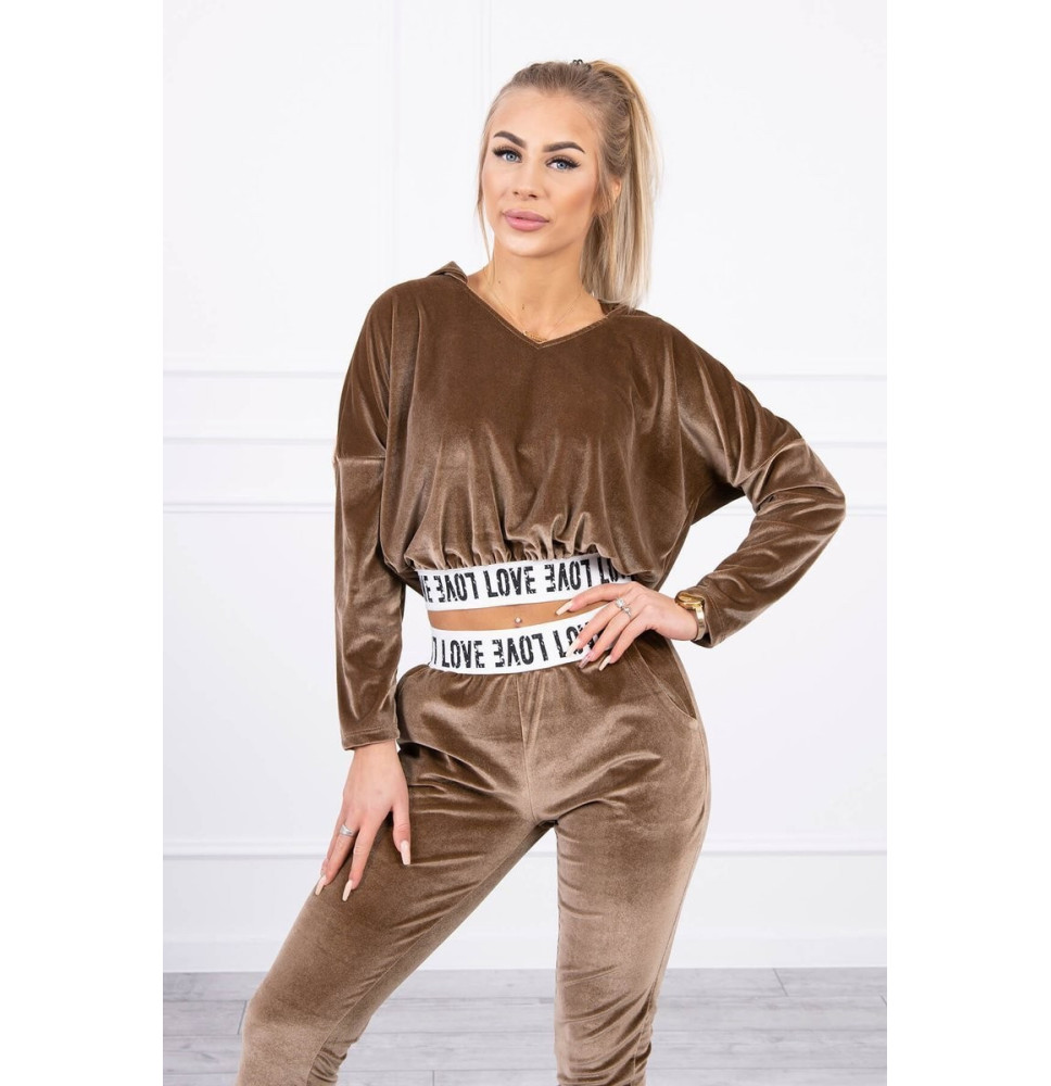 Velúr szett kapucnival MI9104 barna