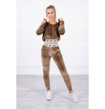 Velúr szett kapucnival MI9104 barna