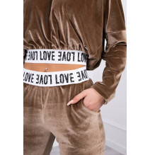 Velúr szett kapucnival MI9104 barna