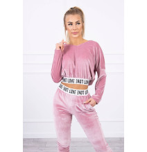 Velúr szett kapucnival MI9104 por rózsaszín