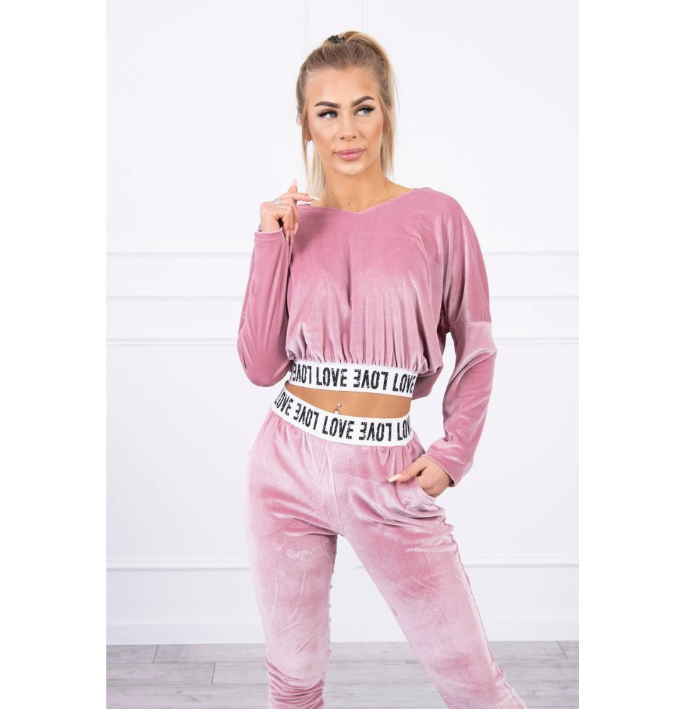 Velúr szett kapucnival MI9104 por rózsaszín