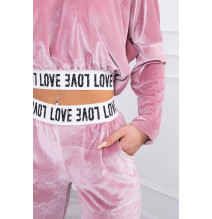 Velúr szett kapucnival MI9104 por rózsaszín