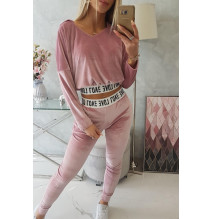 Velúr szett kapucnival MI9104 por rózsaszín