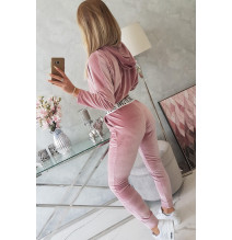 Velúr szett kapucnival MI9104 por rózsaszín