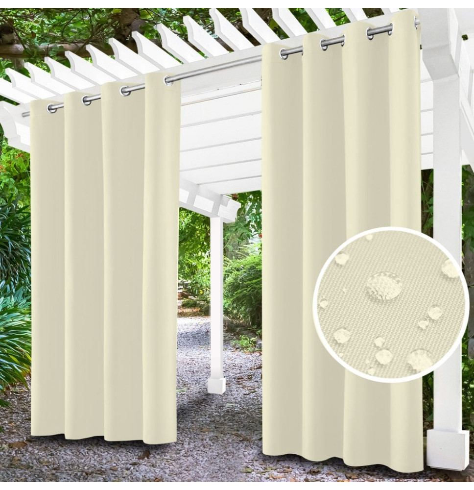 Kerti függöny a gyűrűk a teraszon MIG16 krém