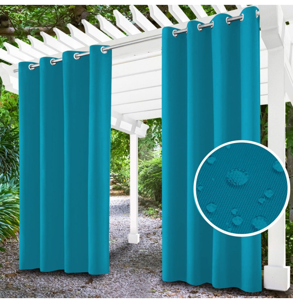Kerti függöny a gyűrűk a teraszon MIG25 sötét türkiz