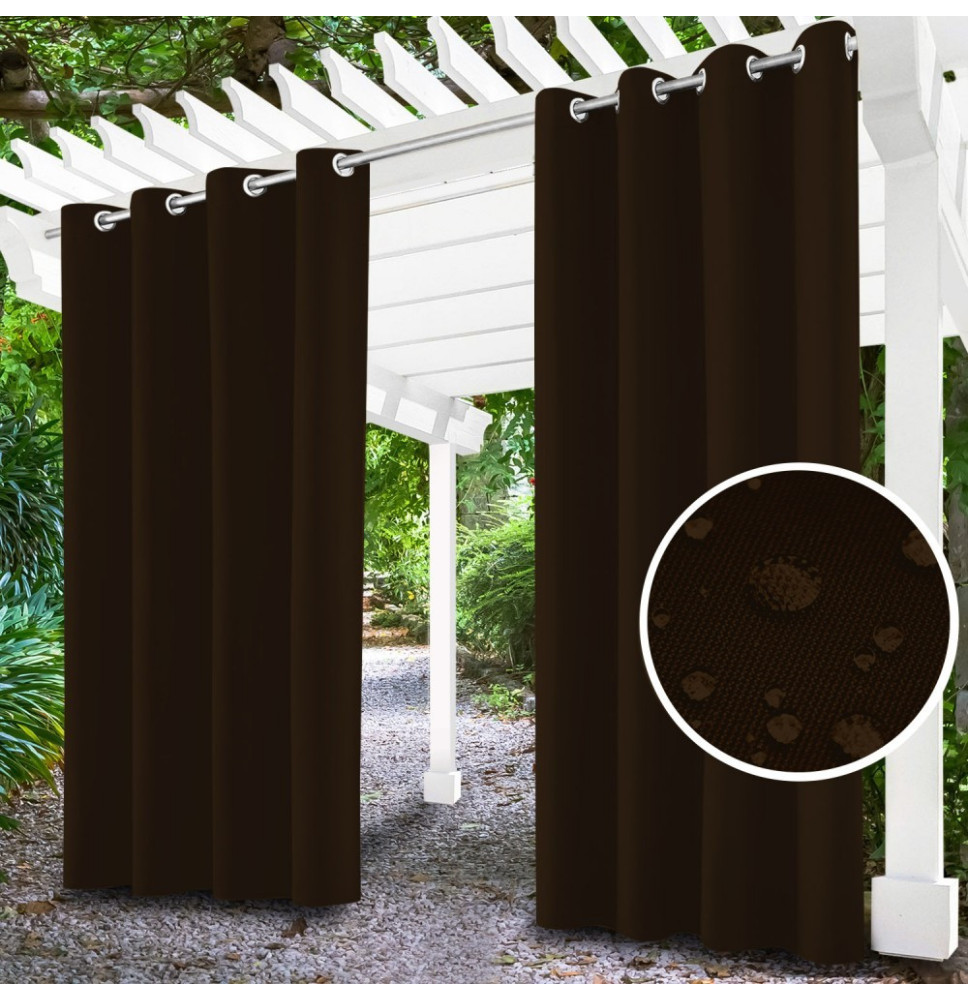 Kerti függöny a gyűrűk a teraszon MIG27 sötétbarna