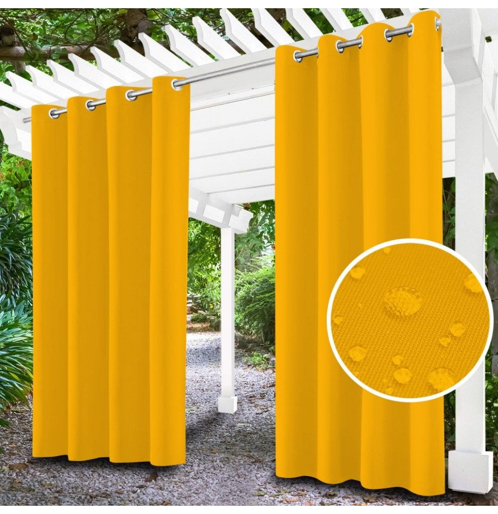 Kerti függöny a gyűrűk a teraszon MIG143 sárga