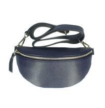 Bőr deréktáska MI163 sötétkék Made in Italy