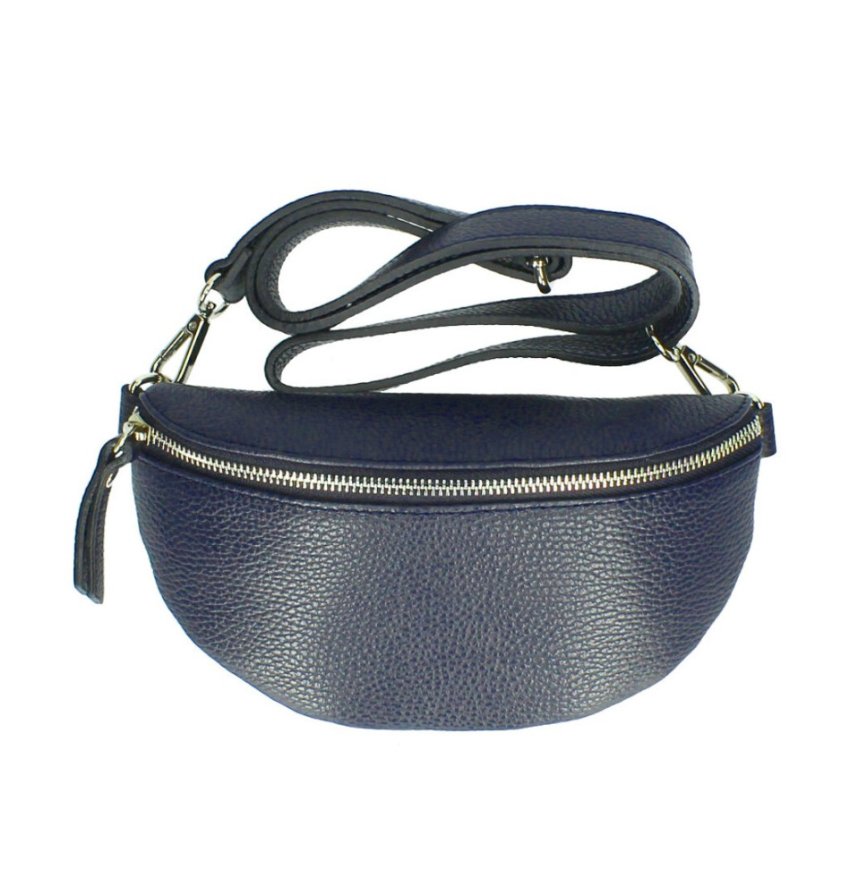Bőr deréktáska MI163 sötétkék Made in Italy