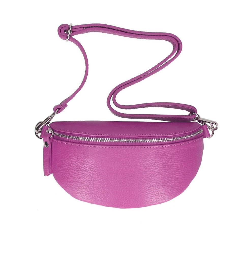 Bőr deréktáska MI163 fukszia Made in Italy