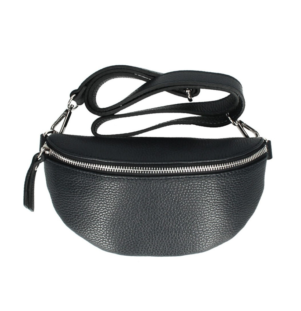 Bőr deréktáska MI163 fekete Made in Italy