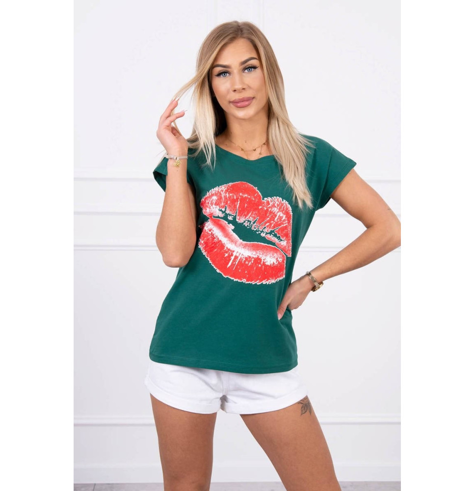 Női nyomtatott póló MI8985 zöld