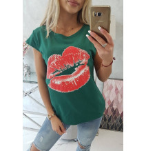 Női nyomtatott póló MI8985 zöld