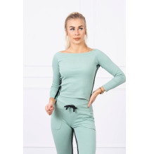 Női szett MI8958 dupla csíkkal sötét menta