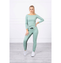 Női szett MI8958 dupla csíkkal sötét menta