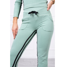 Női szett MI8958 dupla csíkkal sötét menta
