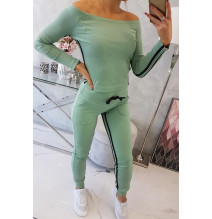 Női szett MI8958 dupla csíkkal sötét menta