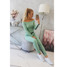 Női szett MI8958 dupla csíkkal sötét menta