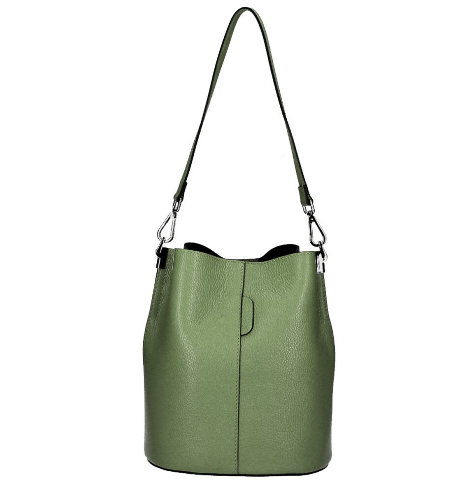 Bőr kézitáska 401 Made in Italy katonai zöld