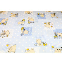 Pamut szövet Teddi maci kék, h. 145 cm