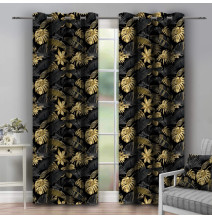 Függöny a gyűrűk 140x250 cm fekete, levél szörnyeteg