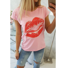 Női nyomtatott póló MI8985 világos rózsaszín