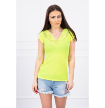Női póló csipke nyakkivágással MI8987 sárga