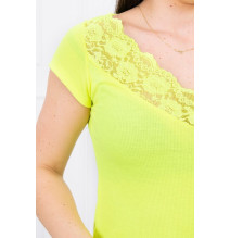 Női póló csipke nyakkivágással MI8987 sárga