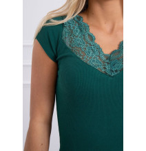 Női póló csipke nyakkivágással MI8987 zöld