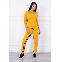 Női szett MI8958 dupla csíkkal sötét okker