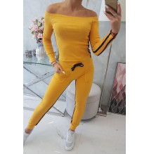 Női szett MI8958 dupla csíkkal sötét okker